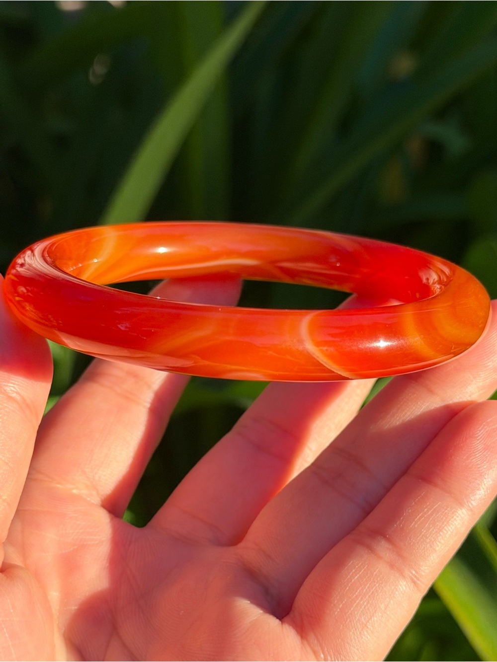 62mm Inner diameter banded orange carnelian bangle 1860